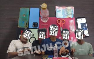Polsek Pinggir Gerebek Rumah Petak di Talang Mandi, Lima Terduga Pengguna dan Pengedar Sabu Diamankan
